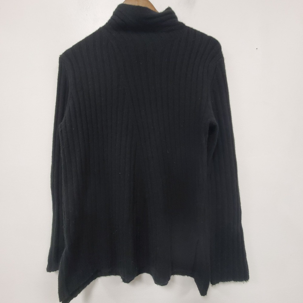 Vince Womens Ribbed Wool Cashmere Roll Neck Sweater Size L Black Quiet Luxury